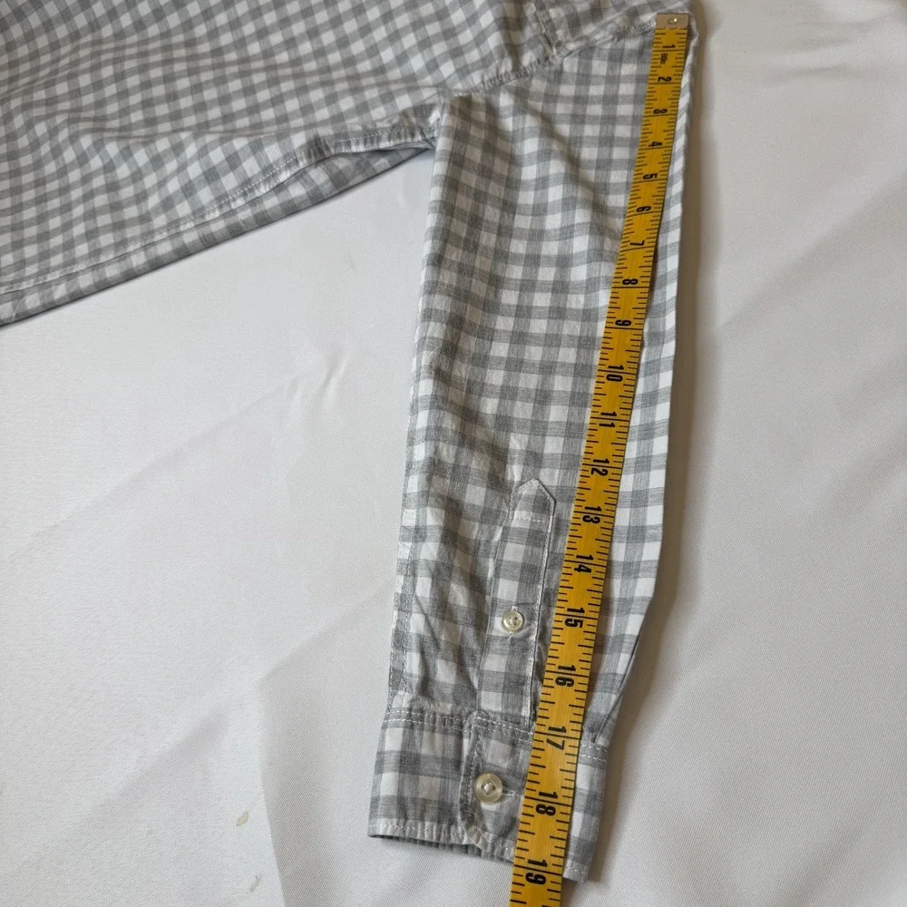 Carter’s Boys Button Down Long Sleeve Shirt Size 10 Gray And White Check